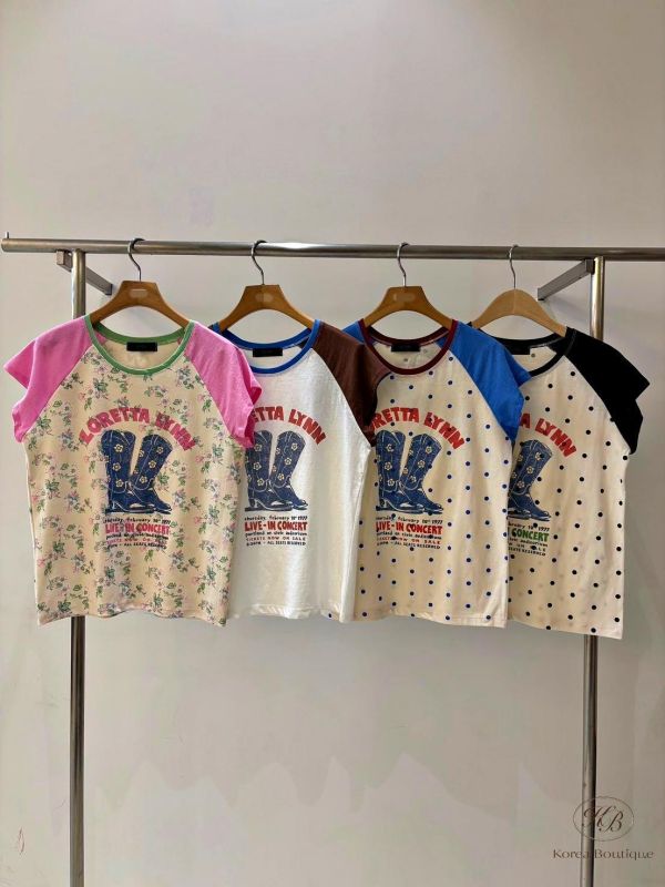 SS533 夏季  馬靴圖案復古tee 
