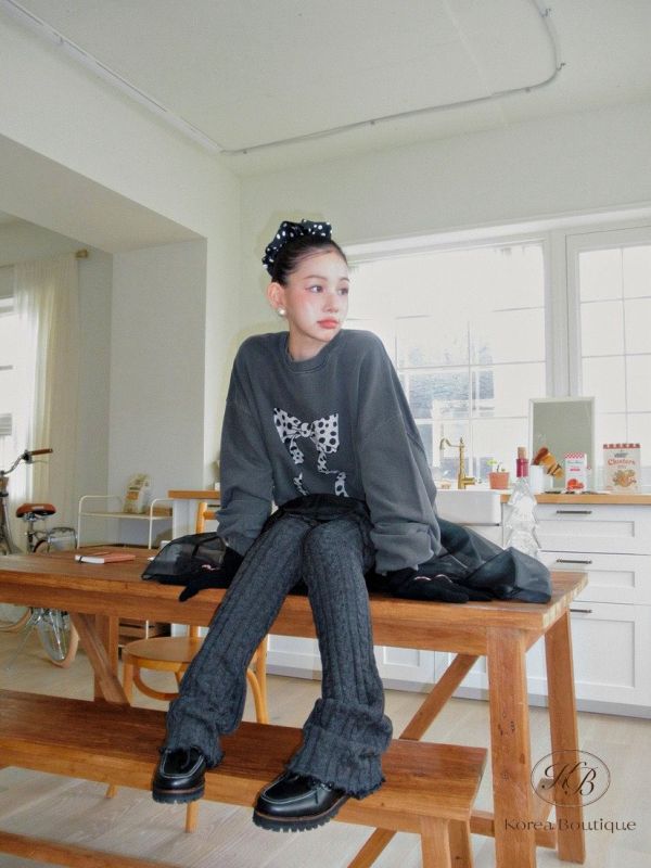 FWKR76 冬季 兩面圖案都好可愛的蝴蝶結衛衣 