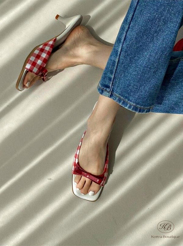 SS214 春季 蘿莉塔的格紋跟鞋 跟六公分 