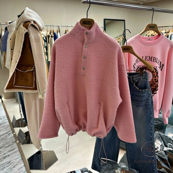 FWKR13 冬季 可愛羊羔毛排扣上衣 