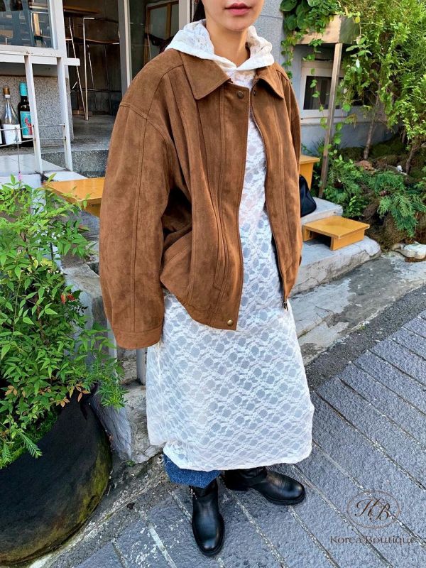 Fw343 秋季 質感很好 復古寬鬆麂皮外套 