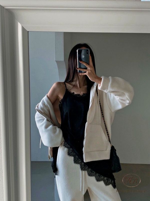 FWKR114 冬季 睫毛蕾絲長版上衣 