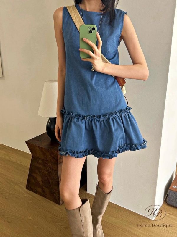 SS328 春季 花邊牛仔丹寧小洋裝 