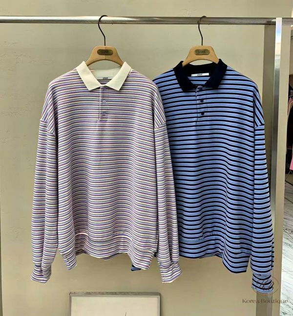 FWKR43 冬季 可愛細條紋polo衫 