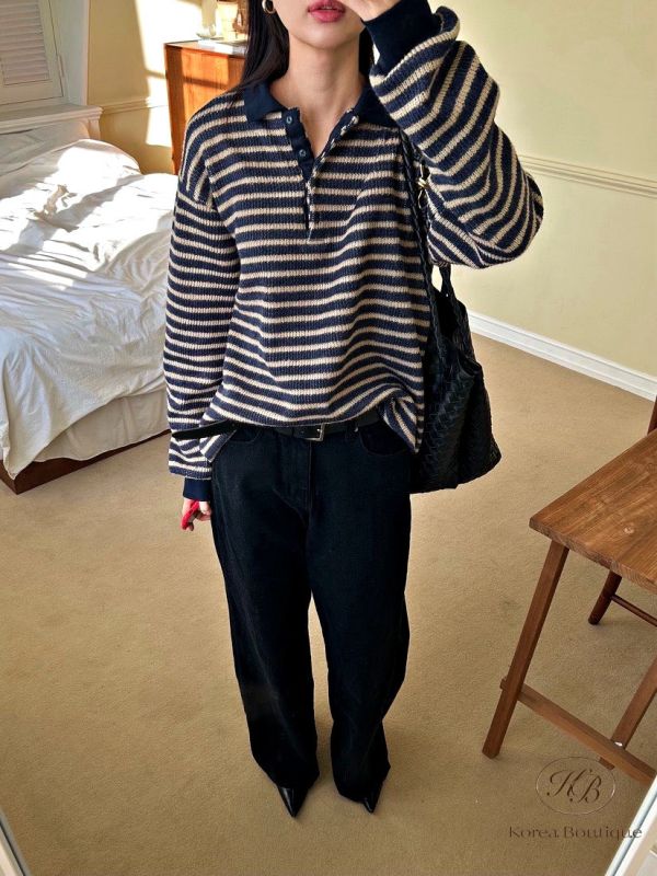 FWKR21 冬季 條紋長版上衣 