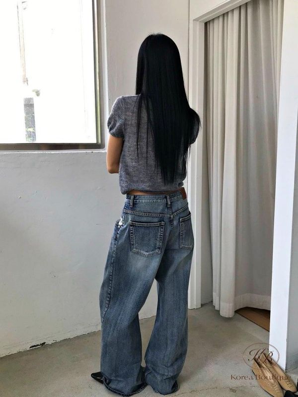 FW2785 秋季 水洗刷色牛仔褲 