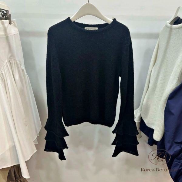 Fw299 秋季 花瓣手袖針織上衣 