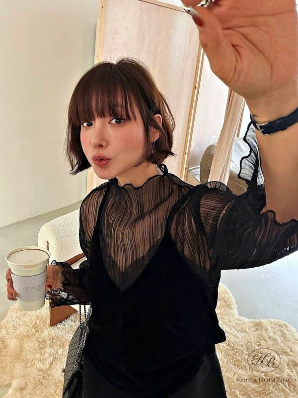 FWKR70 冬季 時髦紋理透露上衣 