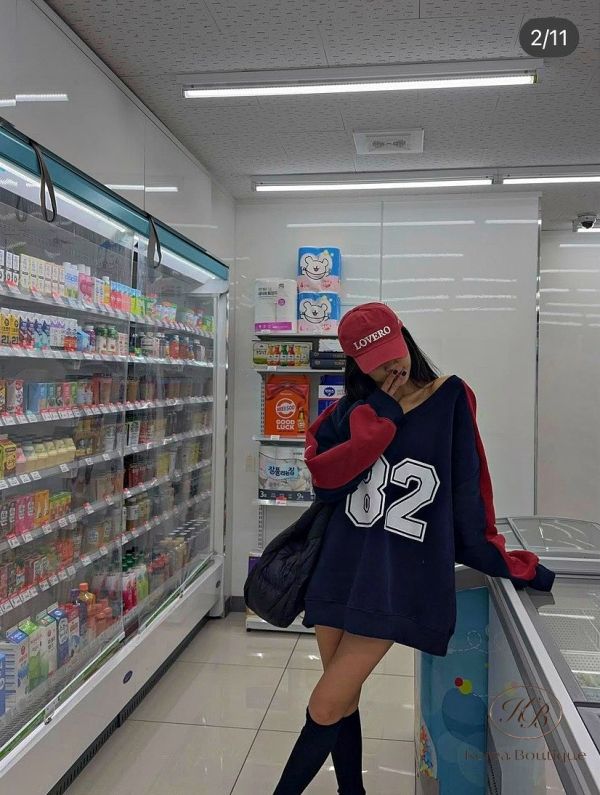 Fw443 冬季 數字運動感上衣 長版 