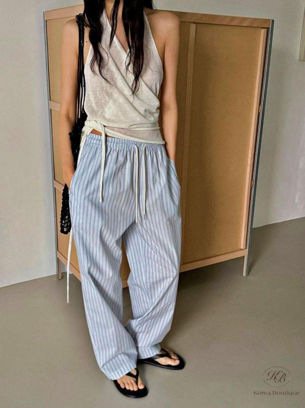 SS445 春季 質感條紋休閒口袋褲 