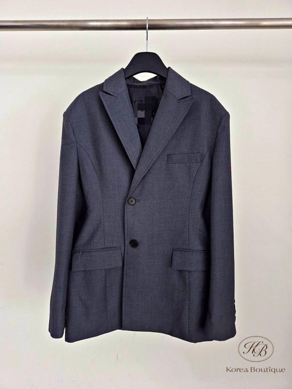 SS89 春季 深色系長版西裝外套 