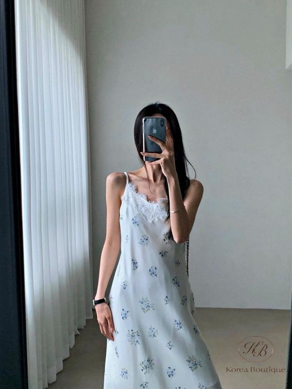 SS505 春季 碎花絲綢長洋裝 
