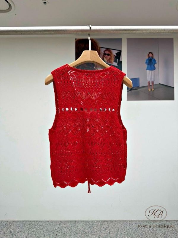 SS360 春季 好好看的簍空針織背心 