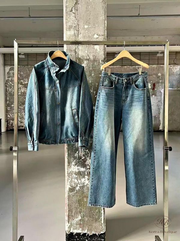 SS162 春季 好看的壓線翻領牛仔外套 