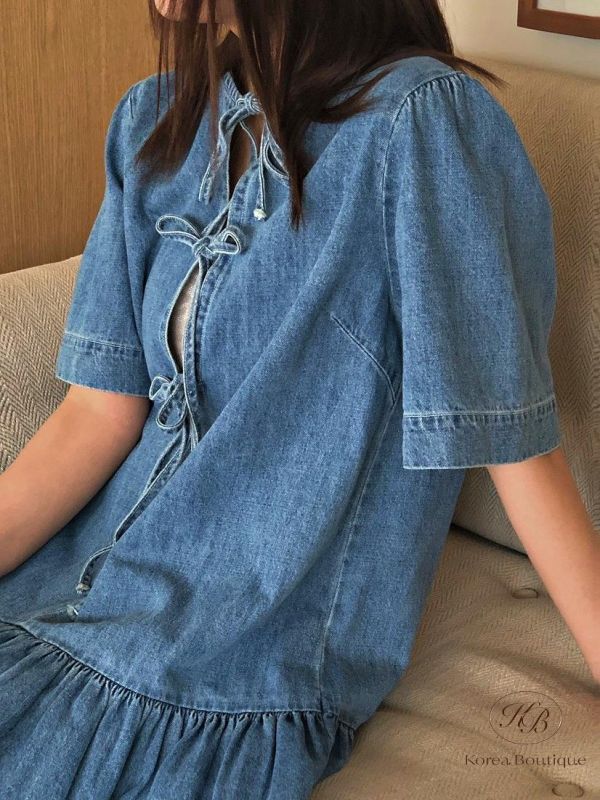 SS293 春季 前後都可以穿的牛仔洋裝 