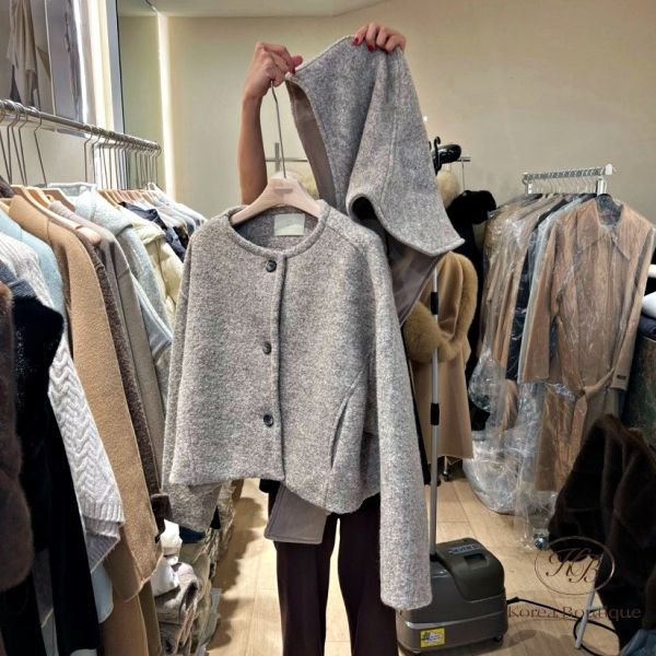 FWKR38 冬季 附上圍巾的短版大衣 