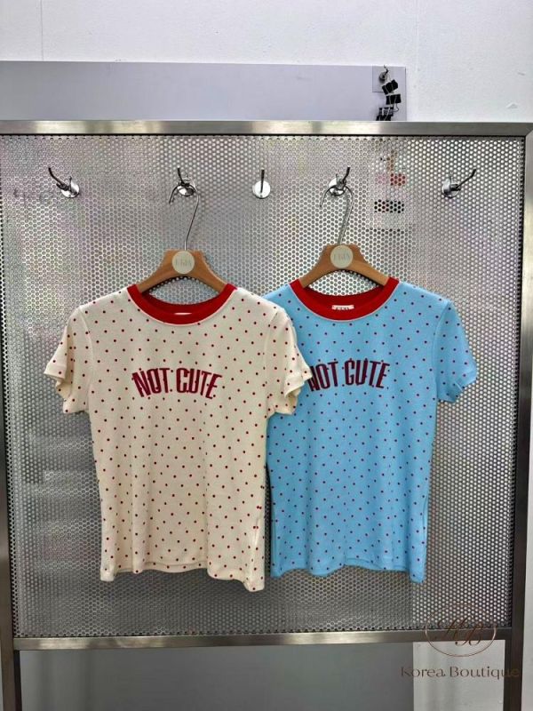 KR2637 夏季 可愛滾邊點點tee 