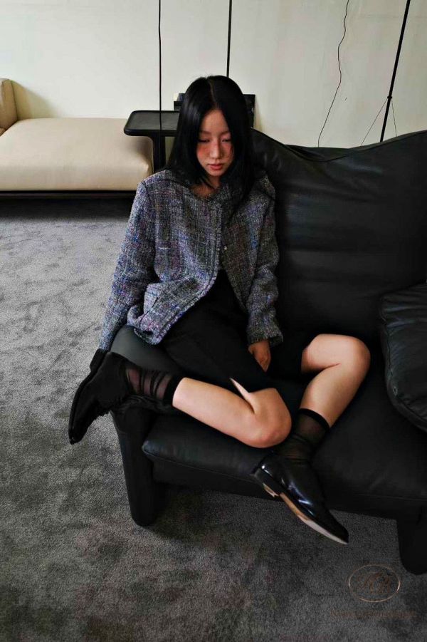 Fw124 秋季 復古粉灰小香外套 