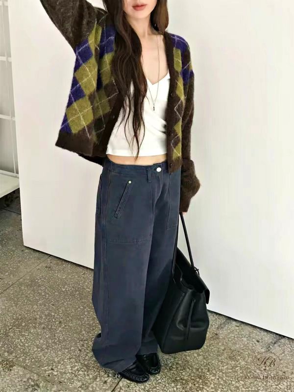FW3887 秋季 好看的學院風凌格紋開襟外套 