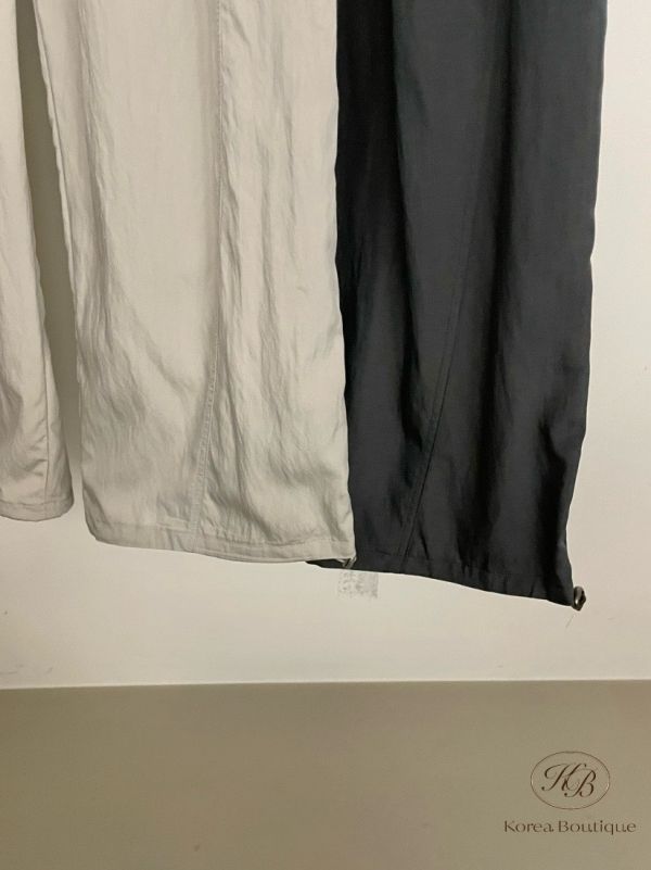 Kr40 夏裝 涼感抽繩直筒西裝可抽繩褲 