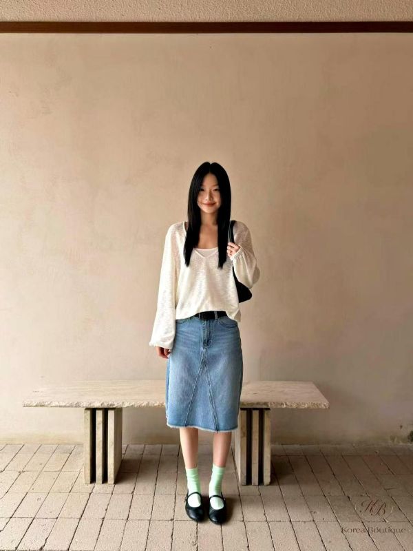 SS249 春季 及膝牛仔裙 