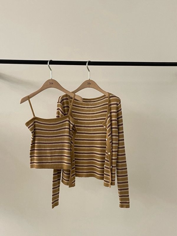 Fw126 秋季 柔膚條紋外套+背心 