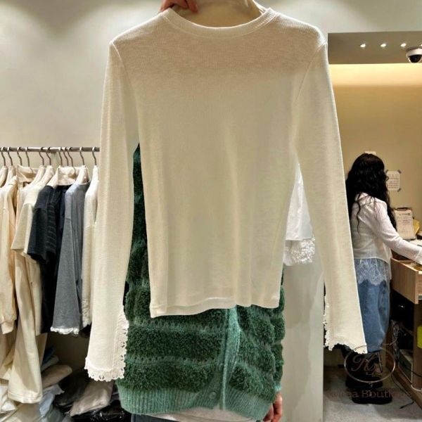 SS210 春季 手袖很美的螺紋上衣 