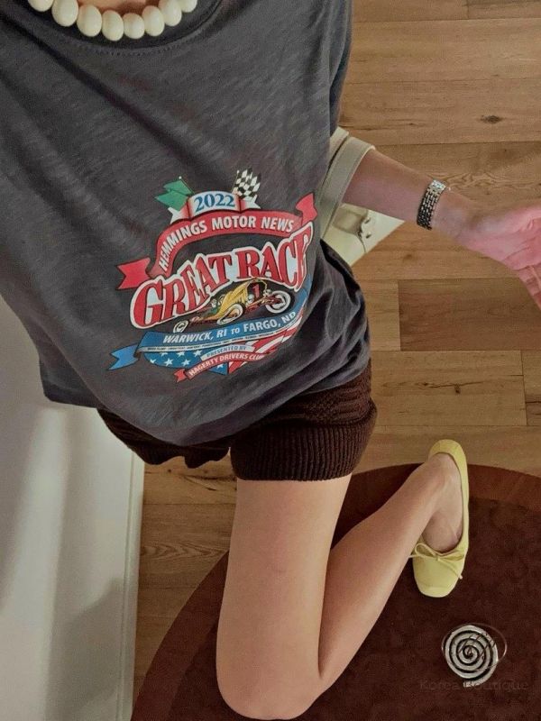 SS174 春季 美式風可愛水洗棉tee 