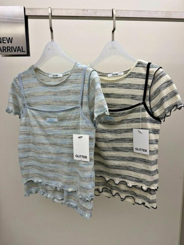 KR2627 夏季 兩件式條紋組 