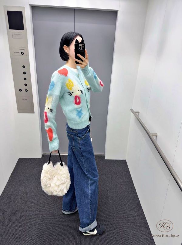 Fw317 秋季 設計家Helder家 kitty針織毛衣外套 