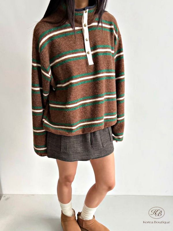 FWKR95 冬季 條紋質感很好的上衣 輕薄保暖 