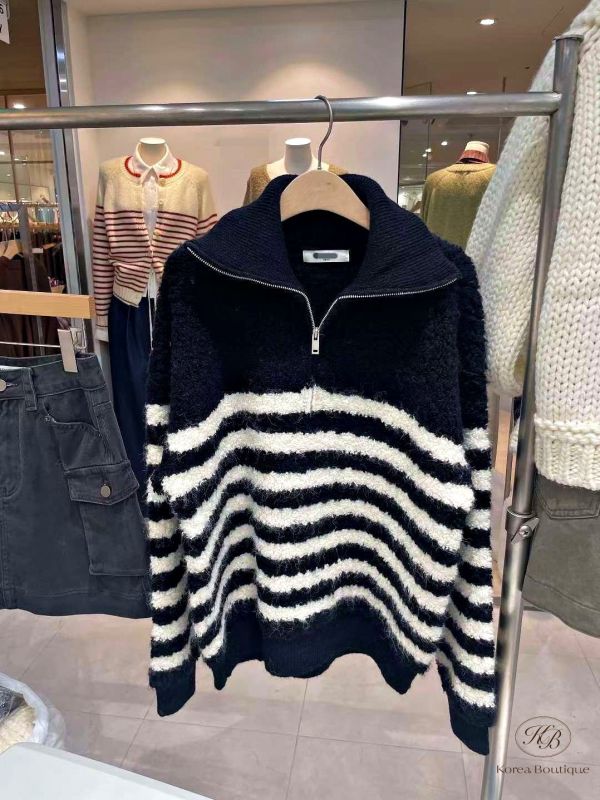 FWKR55 冬季 條紋好搭的polo杉 