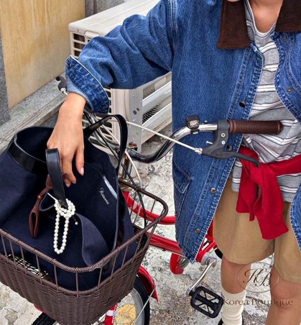 SS364 春季 撞色領口牛仔口袋外套 