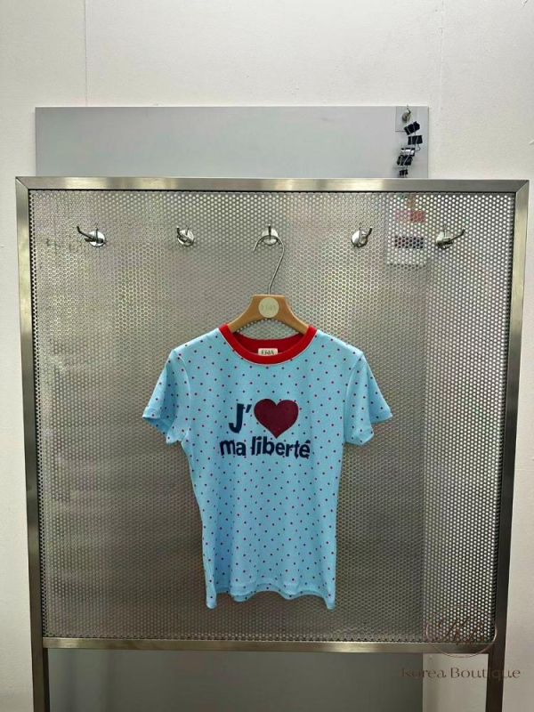 KR2637 夏季 可愛滾邊點點tee 