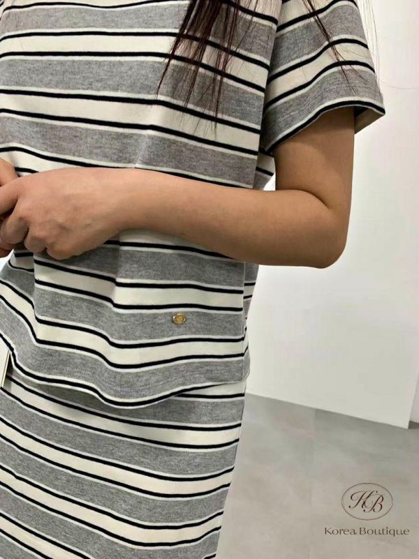 SS334 春季 polo衫條紋套裝 