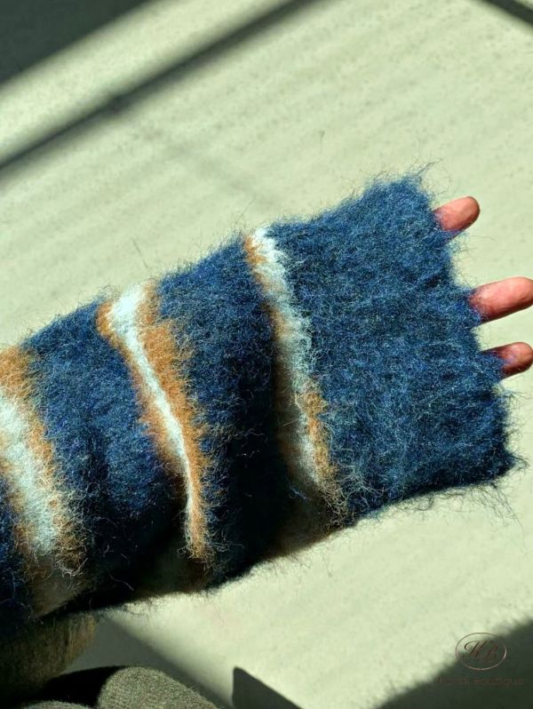 Fw460 冬季 長版馬海毛條紋毛衣 