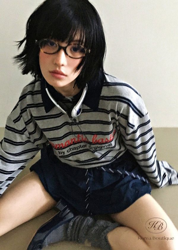 Fw168 秋季 可愛配色的條紋polo杉 