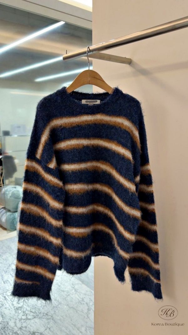 Fw439 冬季 軟儒條紋毛衣 