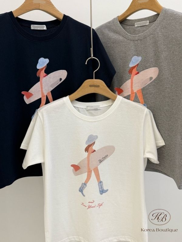 Su46 夏裝 清新衝浪女孩tee 