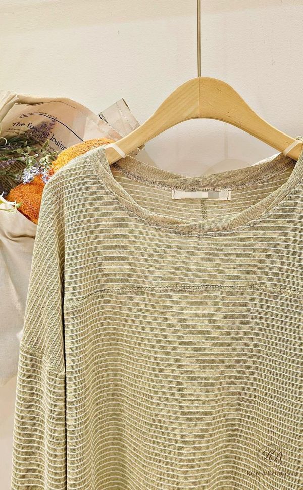 SS375 春季 混亞麻條紋上衣 