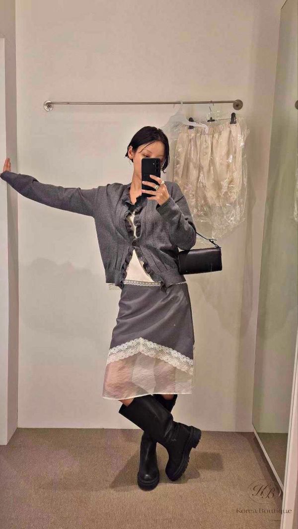 SS124 春季 細節好美的透紗蕾絲半身裙 