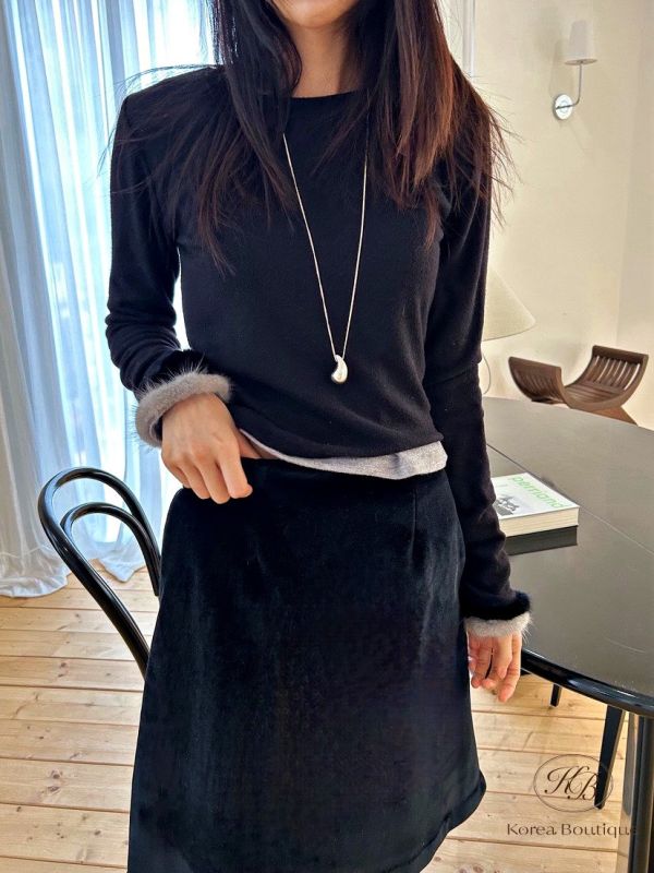 Fw461 冬季 毛毛手袖上衣 