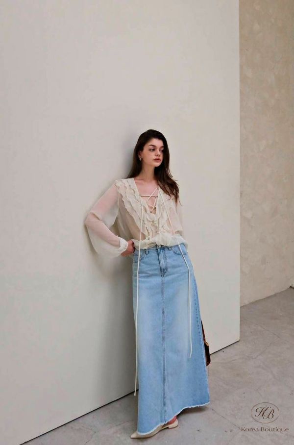 Fw111 秋季 交叉綁帶浪漫上衣 