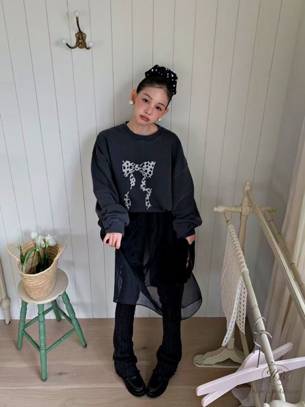 FWKR76 冬季 兩面圖案都好可愛的蝴蝶結衛衣 