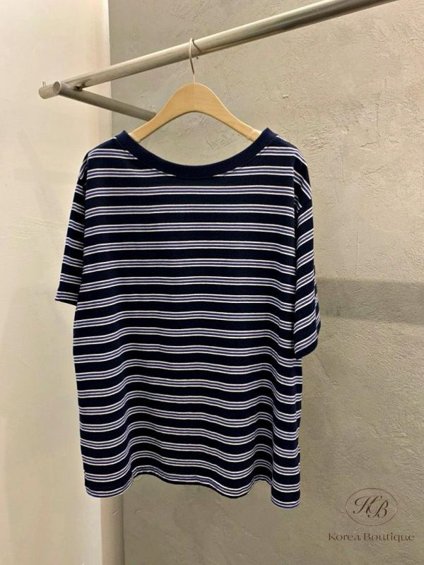 SS383 春季 大領口條紋上衣 