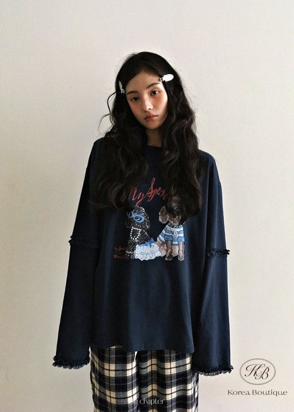 Fw296 秋季 假兩件可愛狗狗上衣 