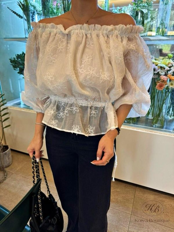 SS357 春季 腰間可綁帶拉平口上衣 