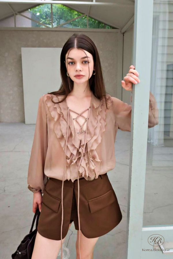 Fw111 秋季 交叉綁帶浪漫上衣 