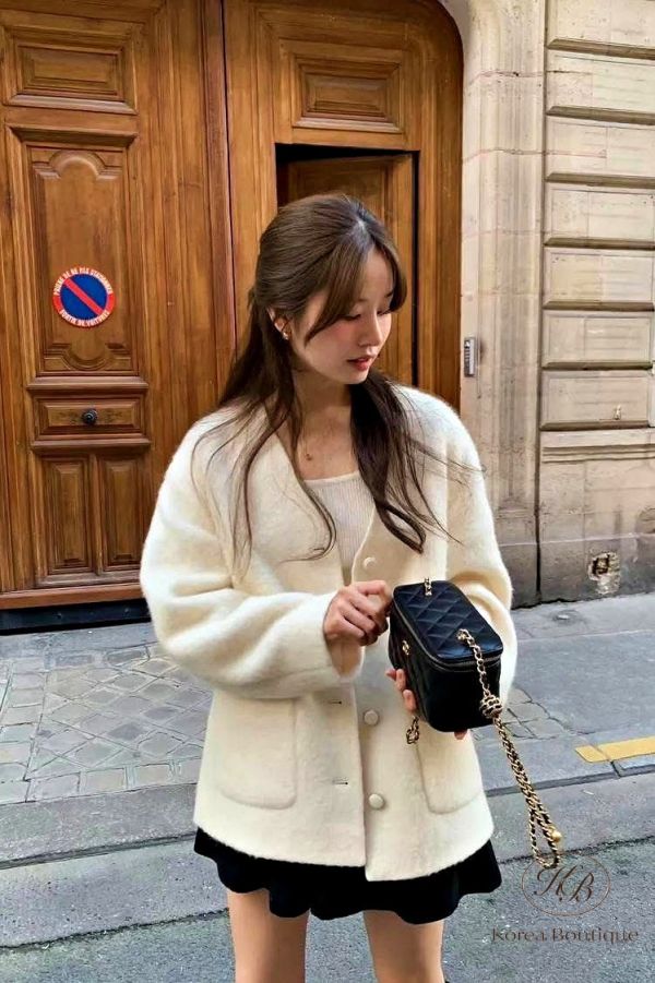 Fw418 秋季 羊駝毛無領外套 