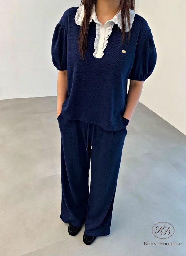 Fw160 秋季 蕾絲領口polo杉套裝 